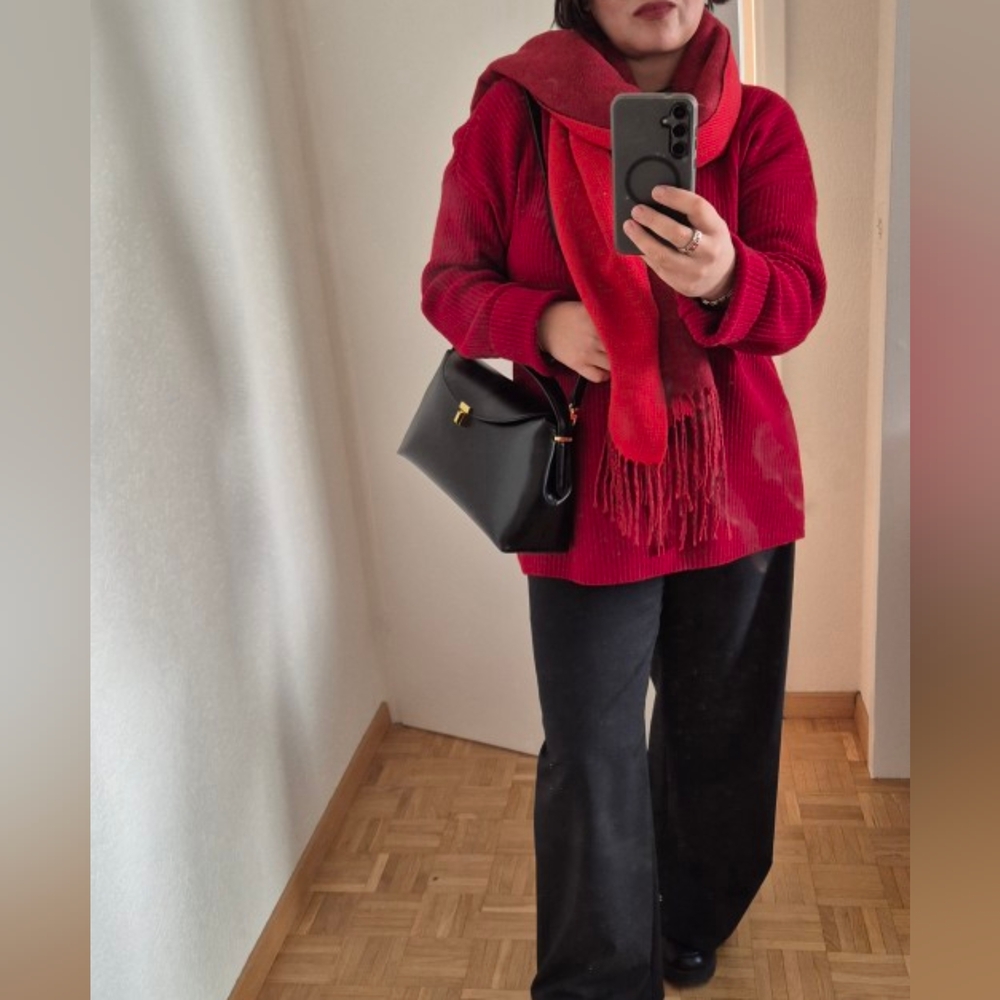 100% cashmere sweater women loose thickening age reduction niche vintage red - Picture 9 of 9